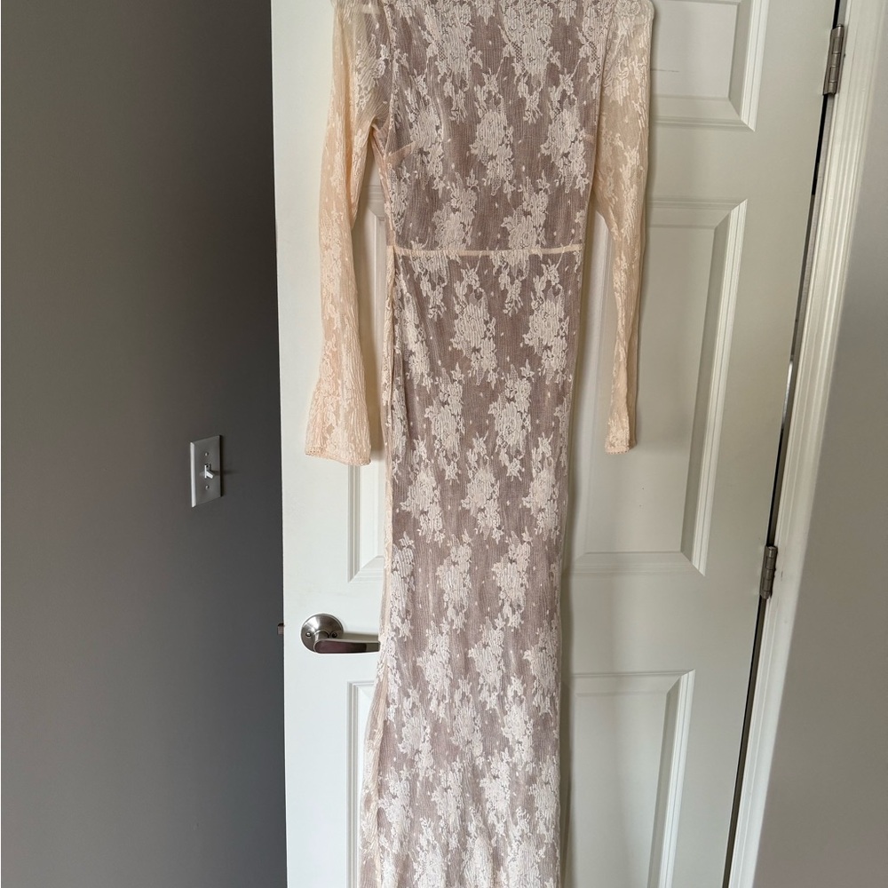 House of CB Cream Lace Long Sleeve Dress